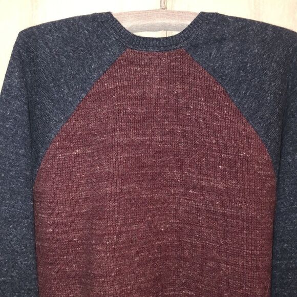 GAP XL Waffle Knit Color Block Burgundy Navy Heathered Crewneck Thermal - Picture 4 of 12